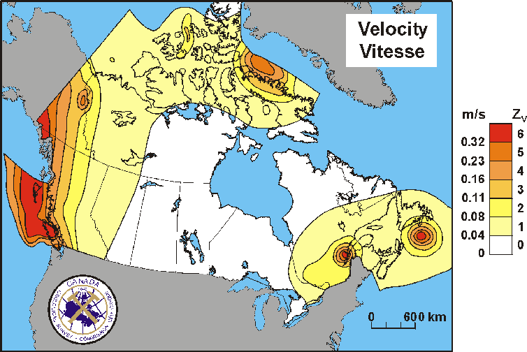Zonal velocity map of Canada