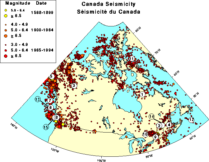 Significant Canadian earthquakes 20th century
